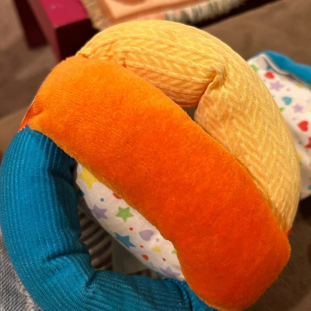 Vintage Playskool Touch ‘ems plush peak a boo squeaker Elephant and ball rattle